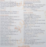 The Harbour Bay Seafood Kitchen menu