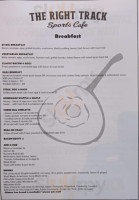 The Right Track Sports Cafe menu