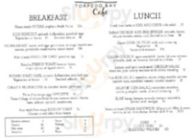 Torpedo Bay Cafe menu