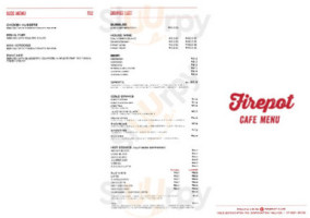 Firepot Cafe menu