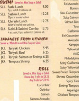 Aya Asia Fusion menu
