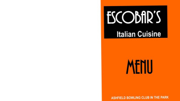 Escobar's Italian Cuisine menu