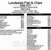Landsdale Fish and Chips menu