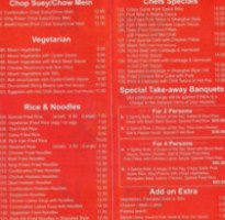 Yang Tse River Chinese menu