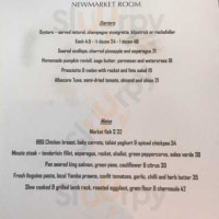 The Newmarket Room menu