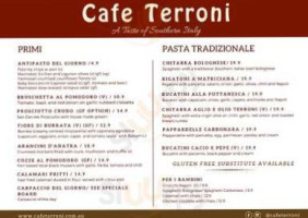 Cafe Terroni menu