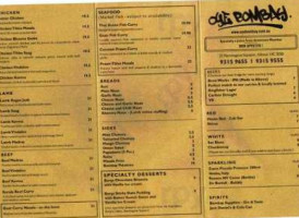 Oye Bombay menu