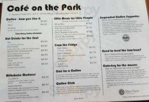 Cafe on the Park menu