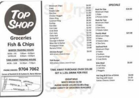 Top Shop Milk Fish Chips menu
