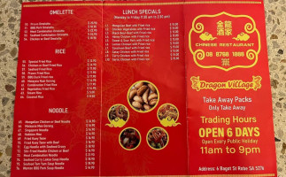 Dragon Village Robe menu