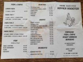Ripper Rooster menu