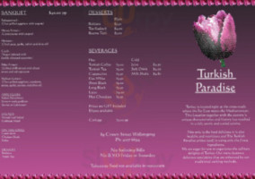 Turkish Paradise Restaurant menu