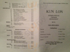 Kun Lon International Chinese Restaurant menu
