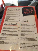 Where's Your Aunty? menu