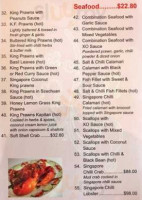 Sam's Singapore menu