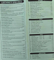 Lee Hing Chinese Restaurant - Oatley menu