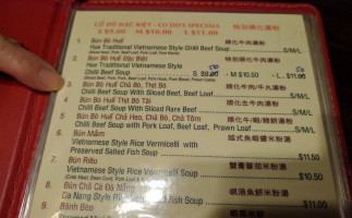 Co Do Bun Bo Hue menu