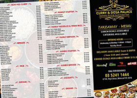 Curry And Dosa Palace Belmont menu