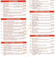 Delhi Darbar Indian Restaurant menu