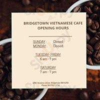 Bridgetown Vietnamese Cafe menu