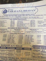 Sarvana Bhavan menu