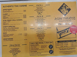 Asian Paradise menu