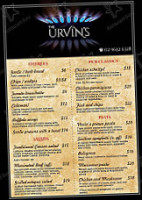 The Urvin's Bistro menu