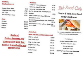 Fab Food Cafe menu