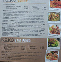 Koko Thai menu