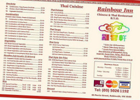 Rainbow Inn Chinese Thai menu