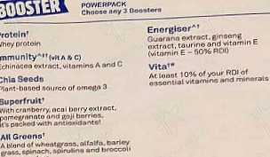 Boost Juice menu