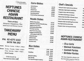 Neptunes Asian Chinese menu