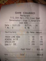 San Churro Cafe menu