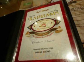 Rahham's International menu