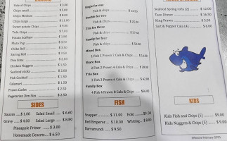 Fat Freddy's Fish Take Away. menu