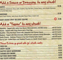 Outback Jacks Bar & Grill menu