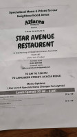 Star Avenue menu