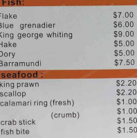 Harry's Fish Bulleen menu