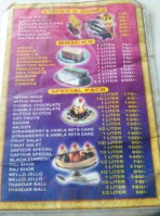 Bilal Ice Cream menu