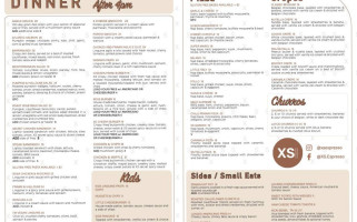 Xs Espresso Glendale menu