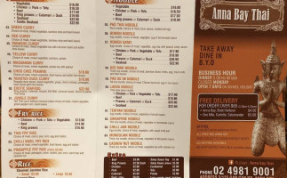 Anna Bay Thai Restaurant menu