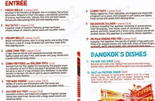 Bangkok Sidewalk menu