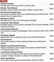 Urban India menu