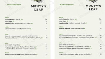 Monty's Leap menu