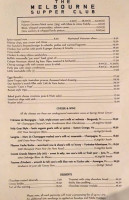 Melbourne Supper Club menu