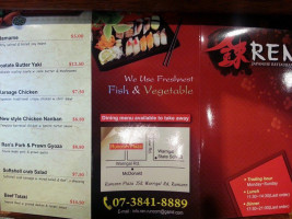Ren Japanese menu