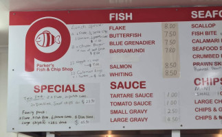 Parker's Fish & Chips Shop menu