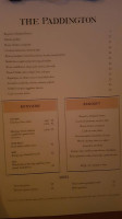The Paddington menu