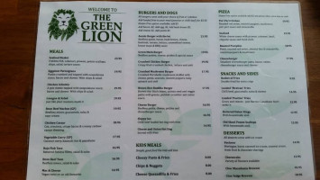 The Green Lion menu