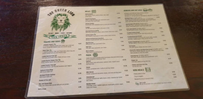 The Green Lion menu